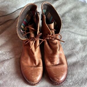 Felmini Women’s Ankle Boots 37 Brown Leather Lacrosse Front Side Zip Cottage